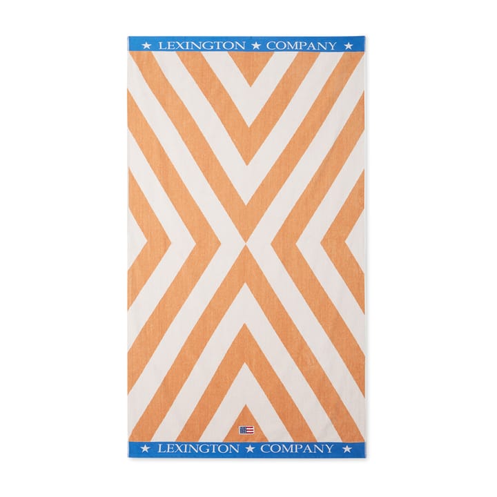 Graphic Cotton Velour -rantapyyhe 100 x 180 cm - Beige-valkoinen-sininen - Lexington