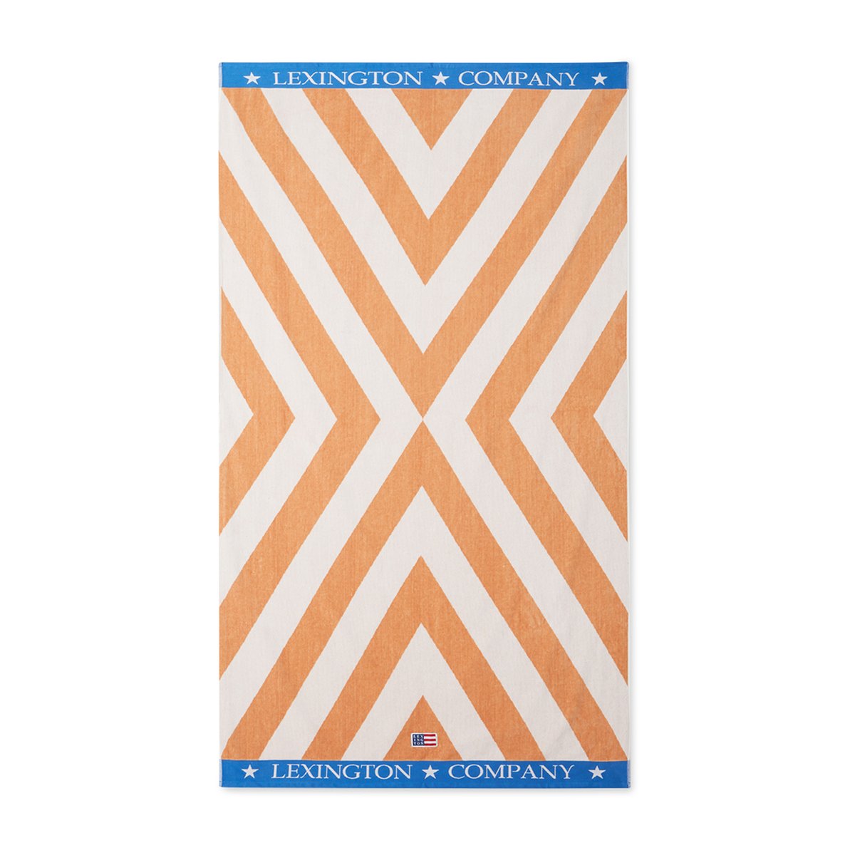Lexington Graphic Cotton Velour -rantapyyhe 100 x 180 cm Beige-valkoinen-sininen