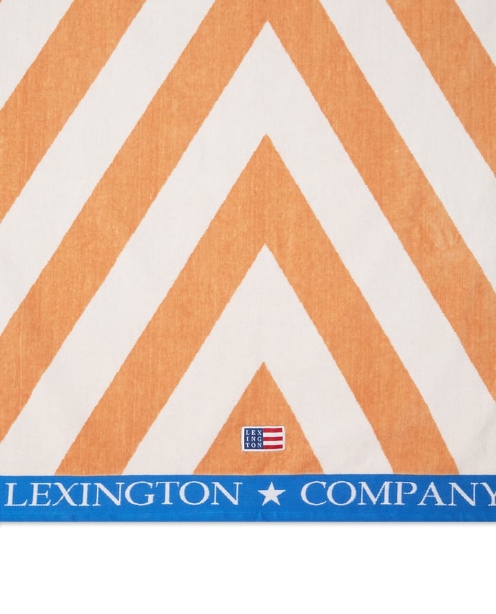 Graphic Cotton Velour -rantapyyhe 100 x 180 cm, Beige-valkoinen-sininen Lexington