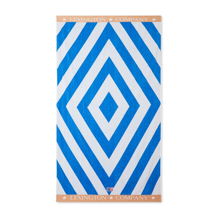 Graphic Cotton Velour -rantapyyhe 100 x 180 cm - Sininen-valkoinen-beige - Lexington