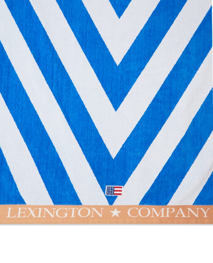 Graphic Cotton Velour -rantapyyhe 100 x 180 cm, Sininen-valkoinen-beige Lexington