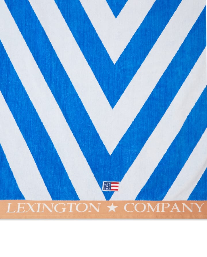 Graphic Cotton Velour -rantapyyhe 100 x 180 cm - Sininen-valkoinen-beige - Lexington