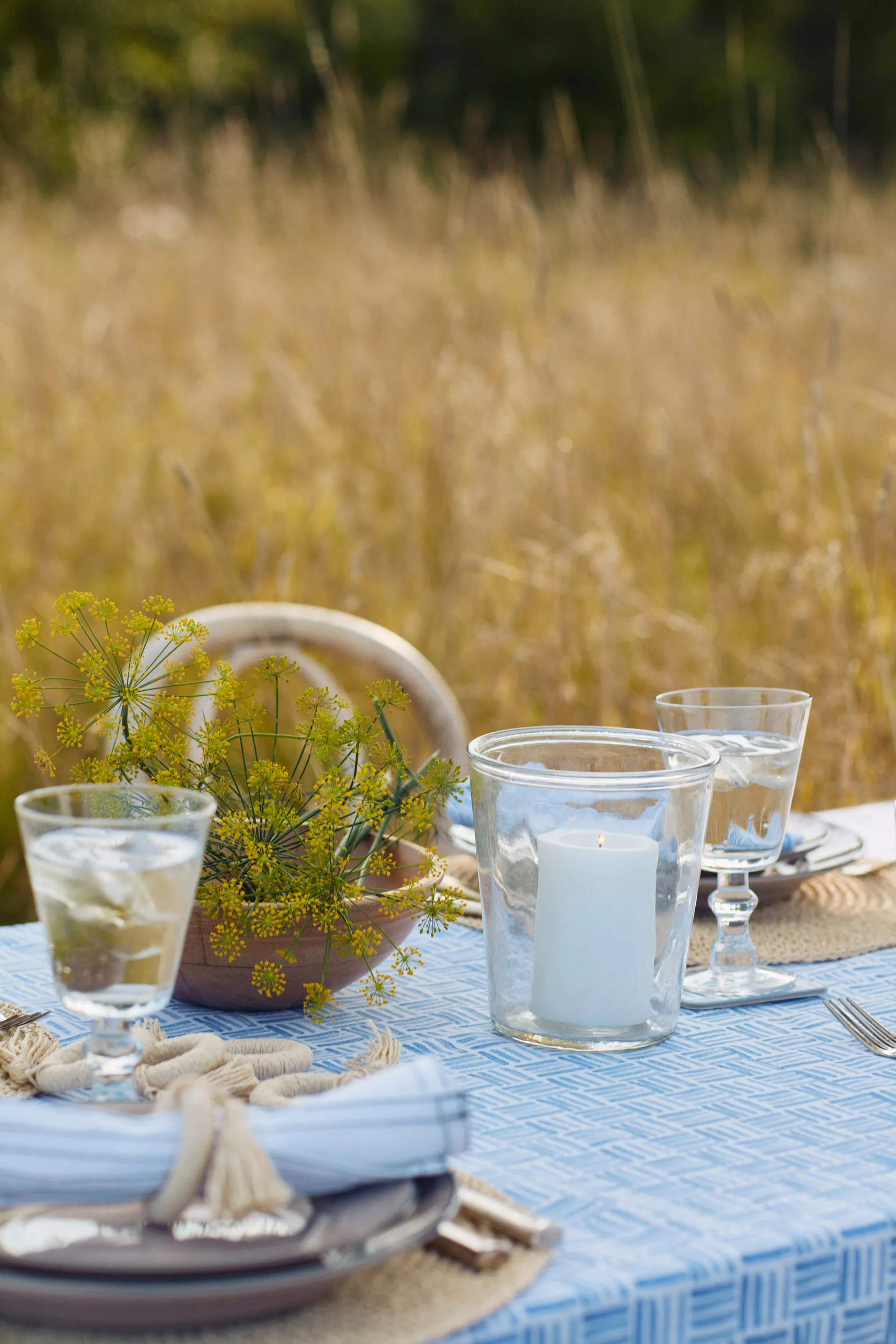 Graphic Printed Cotton -servetti 50x50 cm, Blue-White Lexington