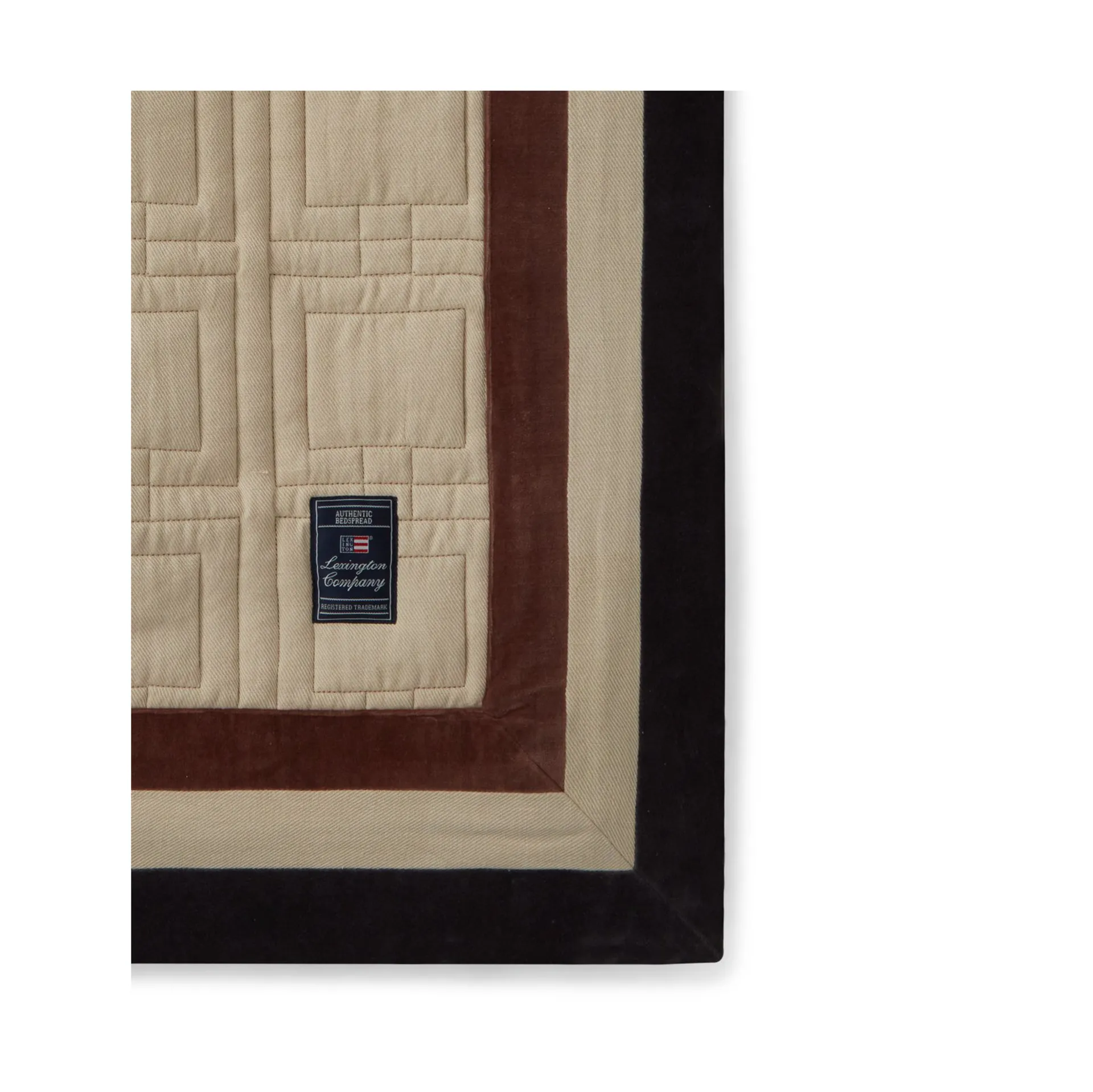 Graphic Quilted Organic Cotton -päiväpeitto 240 x 260 cm, Light beige-brown-dark gray Lexington