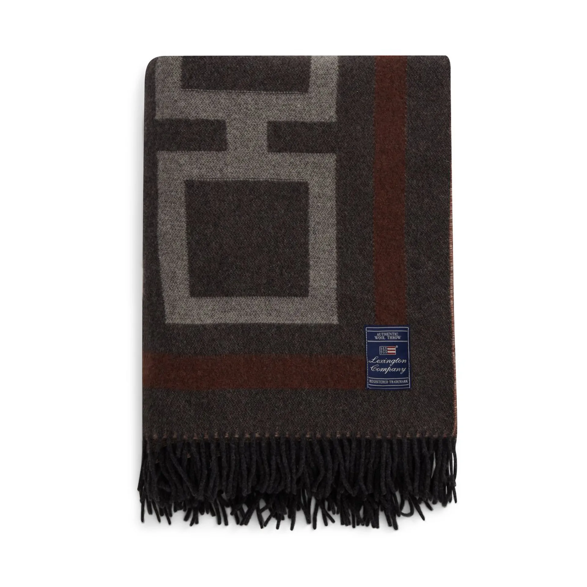 Graphic Recycled Wool -torkkupeitto 130 x 170 cm, Dark gray-white-brown Lexington