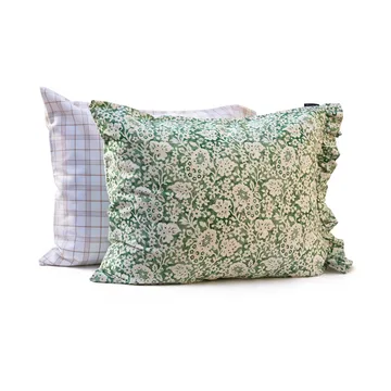 Green Floral Printed Cotton Sateen vuodevaatesetti - 50x60 cm, 150x210 cm - Lexington