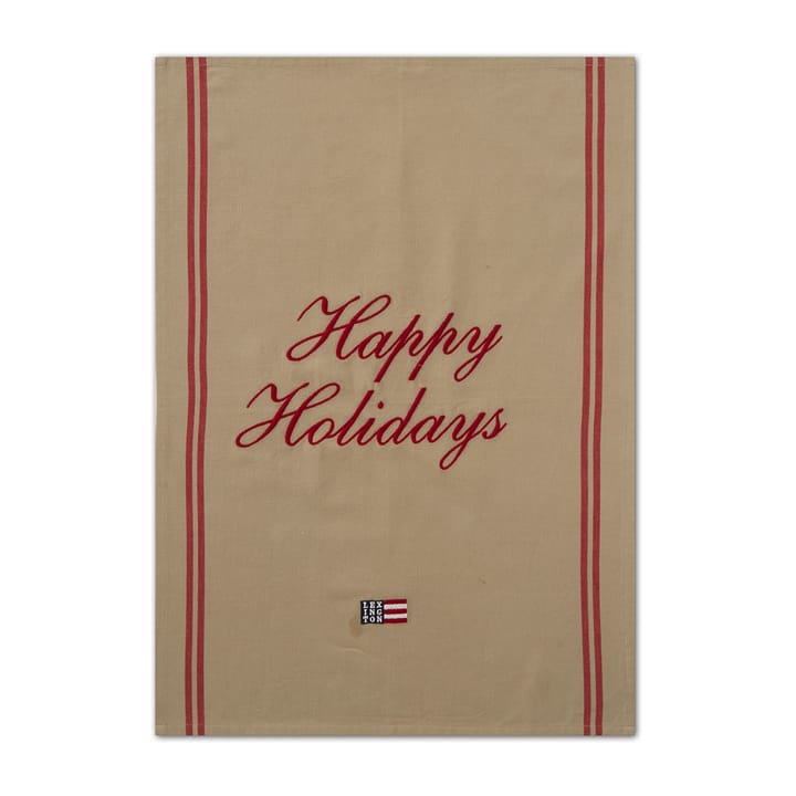Happy Holidays Embroidered -keittiöpyyhe 50 x 70 cm - Beige-red - Lexington