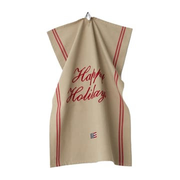 Happy Holidays Embroidered -keittiöpyyhe 50 x 70 cm - Beige-red - Lexington