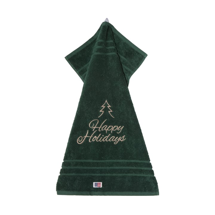 Happy Holidays Juniper ekologinen pyyhe 50x70 cm - Green-Light Beige - Lexington