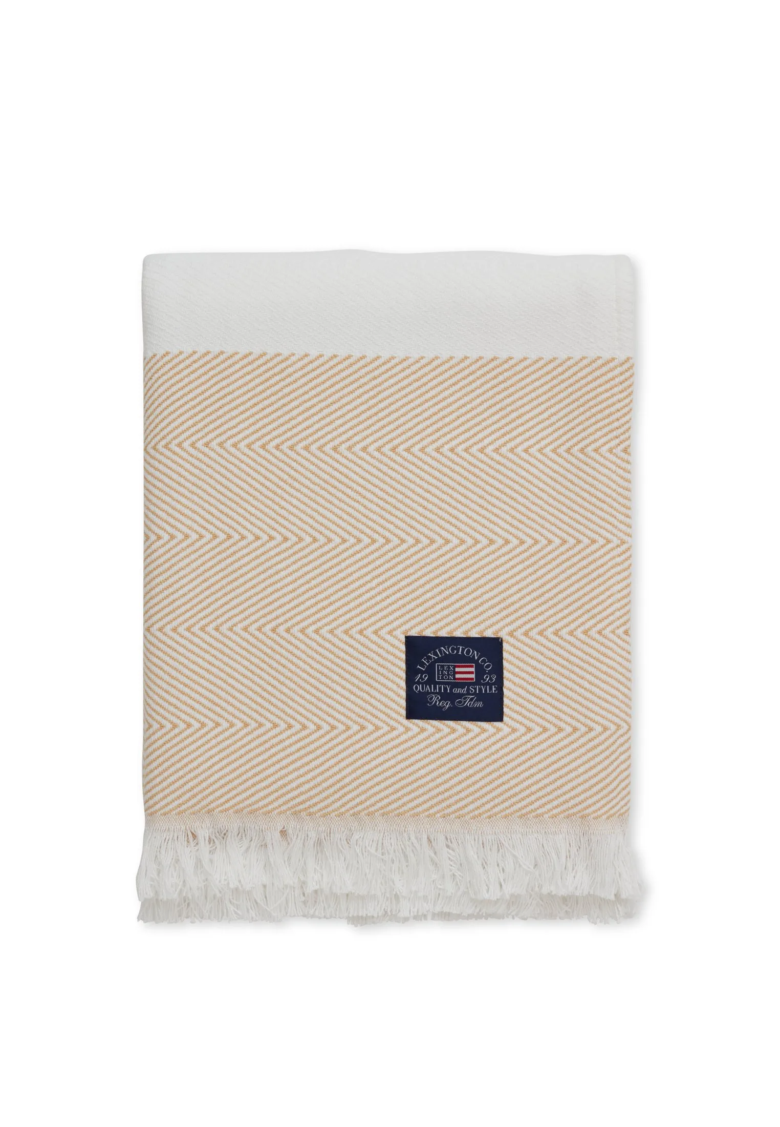 Herringbone raidallinen peitto, Beige Lexington