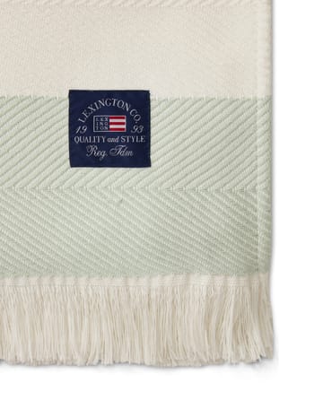 Herringbone Striped Recycled puuvillainen torkkupeitto - Vihreä-valkoinen - Lexington