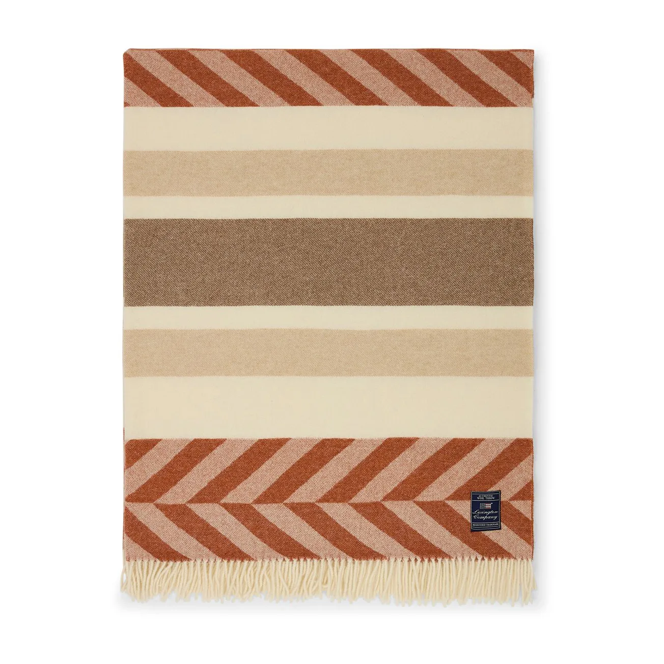 Herringbone Striped Recycled Wool peite 130x170 cm, Copper-brown Lexington
