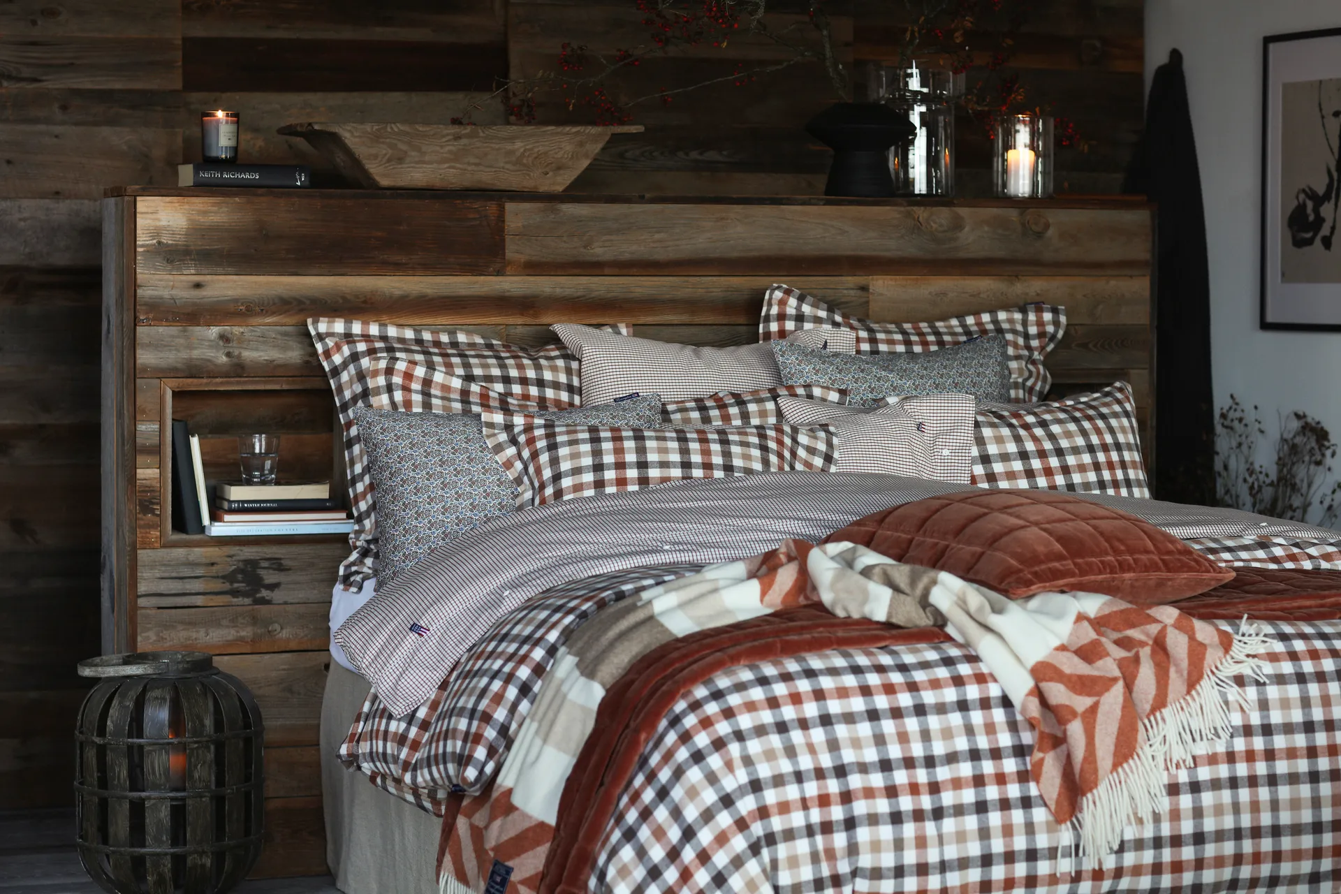 Herringbone Striped Recycled Wool peite 130x170 cm, Copper-brown Lexington