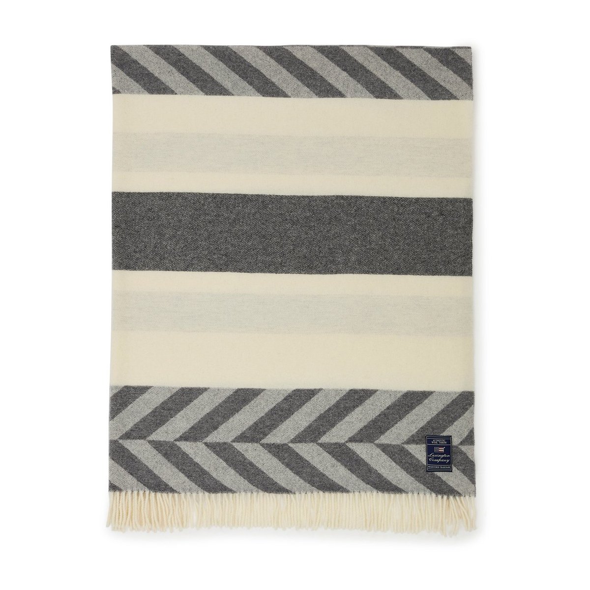 Lexington Herringbone Striped Recycled Wool peite 130×170 cm Gray-off white