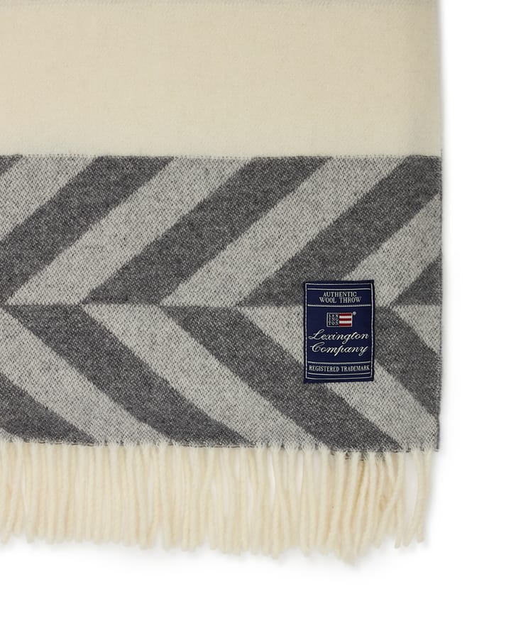 Herringbone Striped Recycled Wool peite 130x170 cm, Gray-off white Lexington