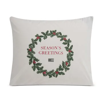 Holiday Printed Organic Cotton -tyynyliina 50 x 60 cm - White-green-red - Lexington