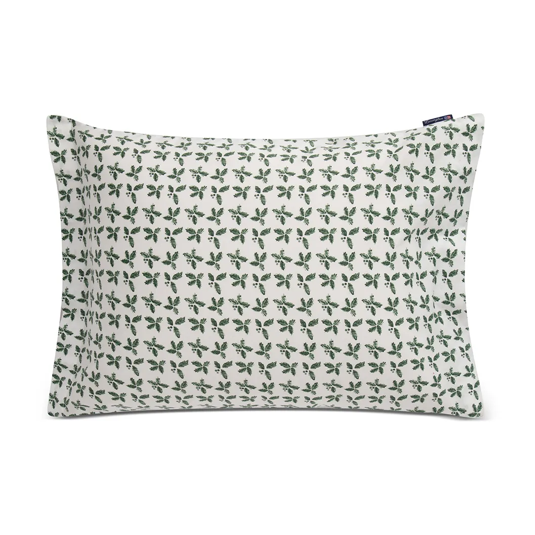 Holly Printed Cotton Sateen -tyynyliina 50 x 60 cm, White-green Lexington