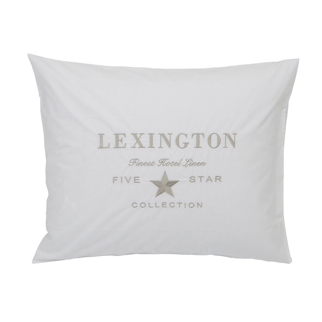 Lexington Hotel Embroidery tyynyliina 50×60 cm Valkoinen-Vaaleanbeige