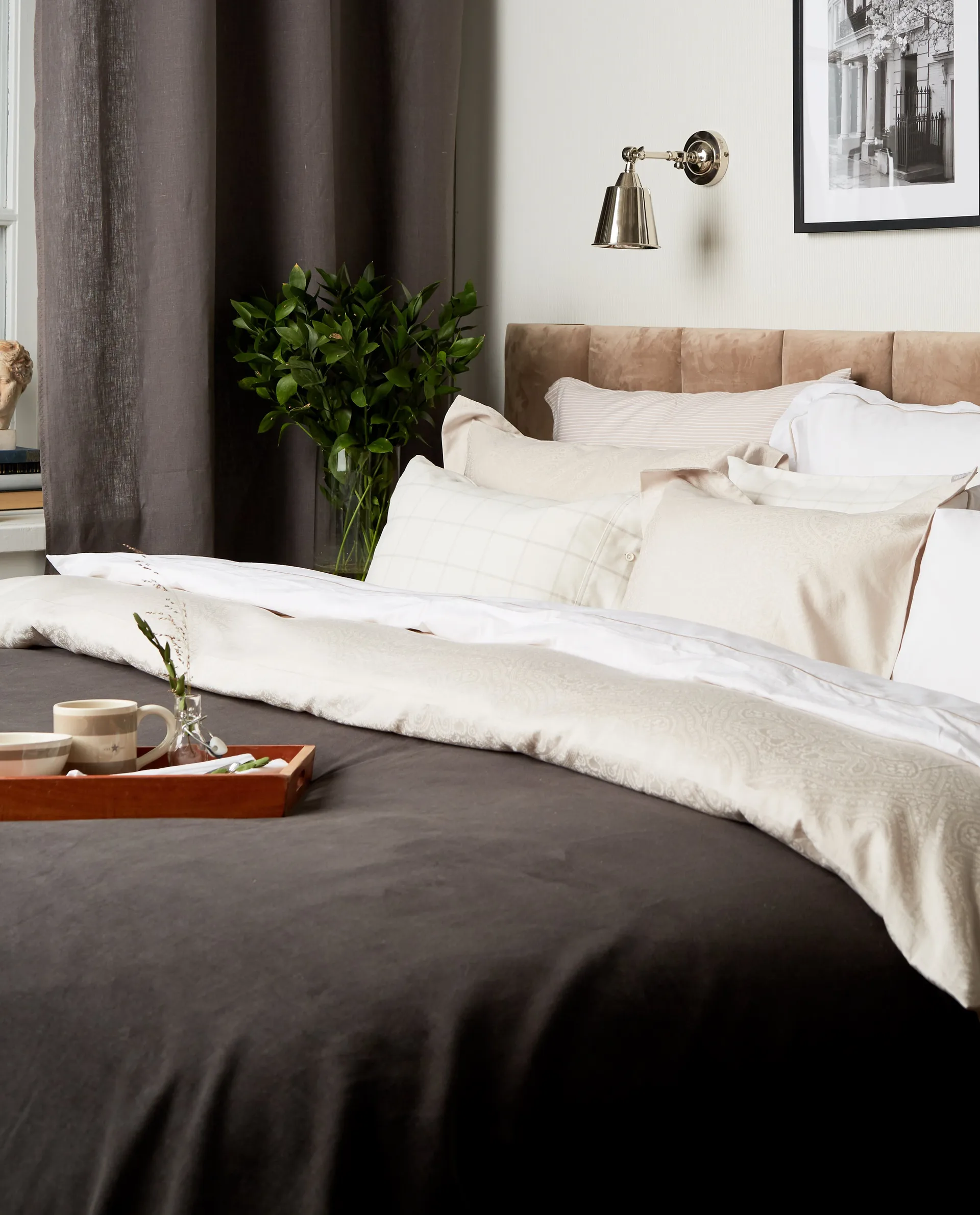 Hotel Sateen Jacquard tyynyliina 50x90 cm, Vaaleanbeige Lexington