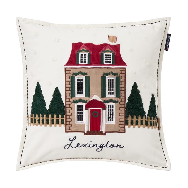 House ekologinen samettipuuvillainen tyynynpäällinen 50x50 cm - White multi - Lexington