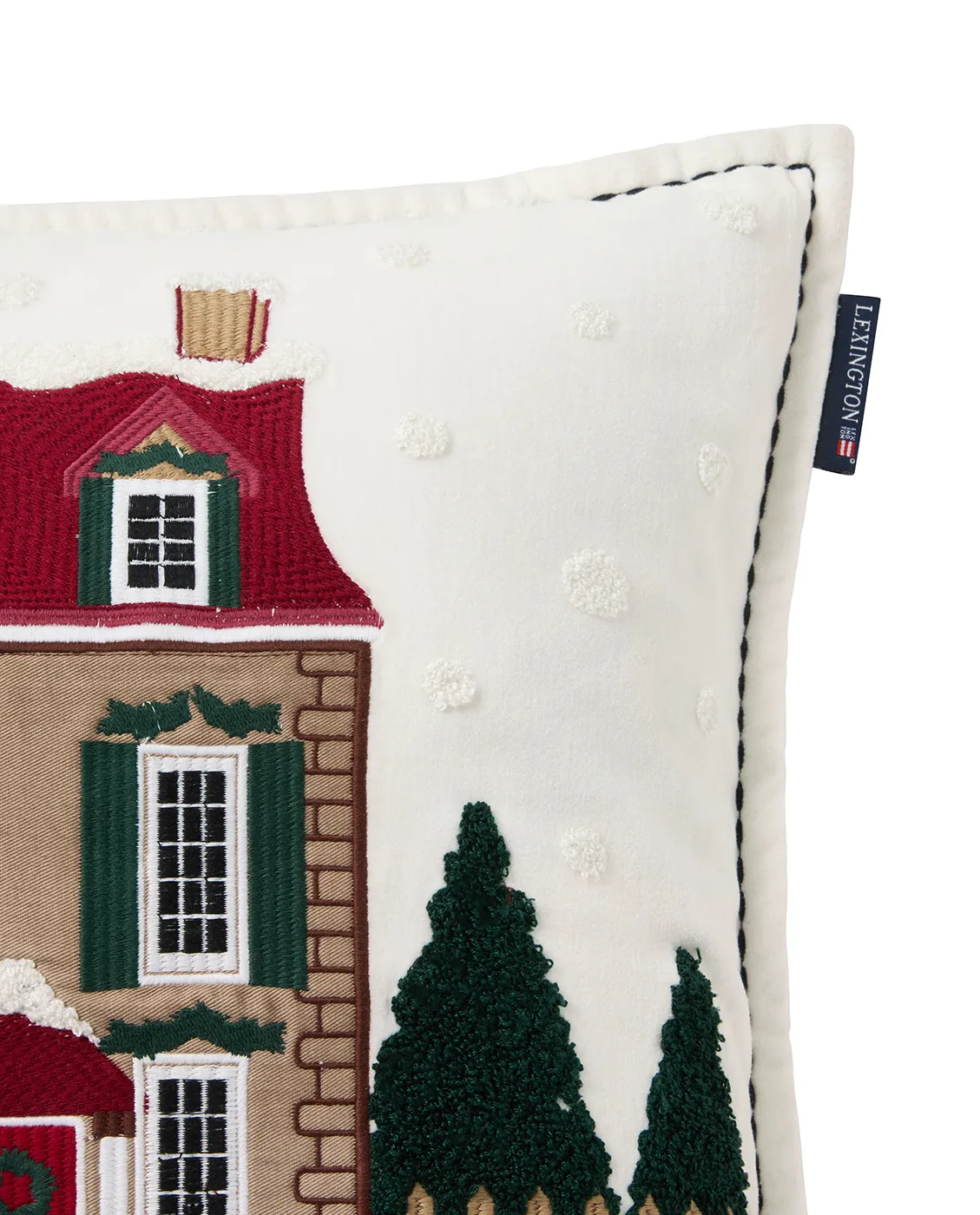 House ekologinen samettipuuvillainen tyynynpäällinen 50x50 cm, White multi Lexington