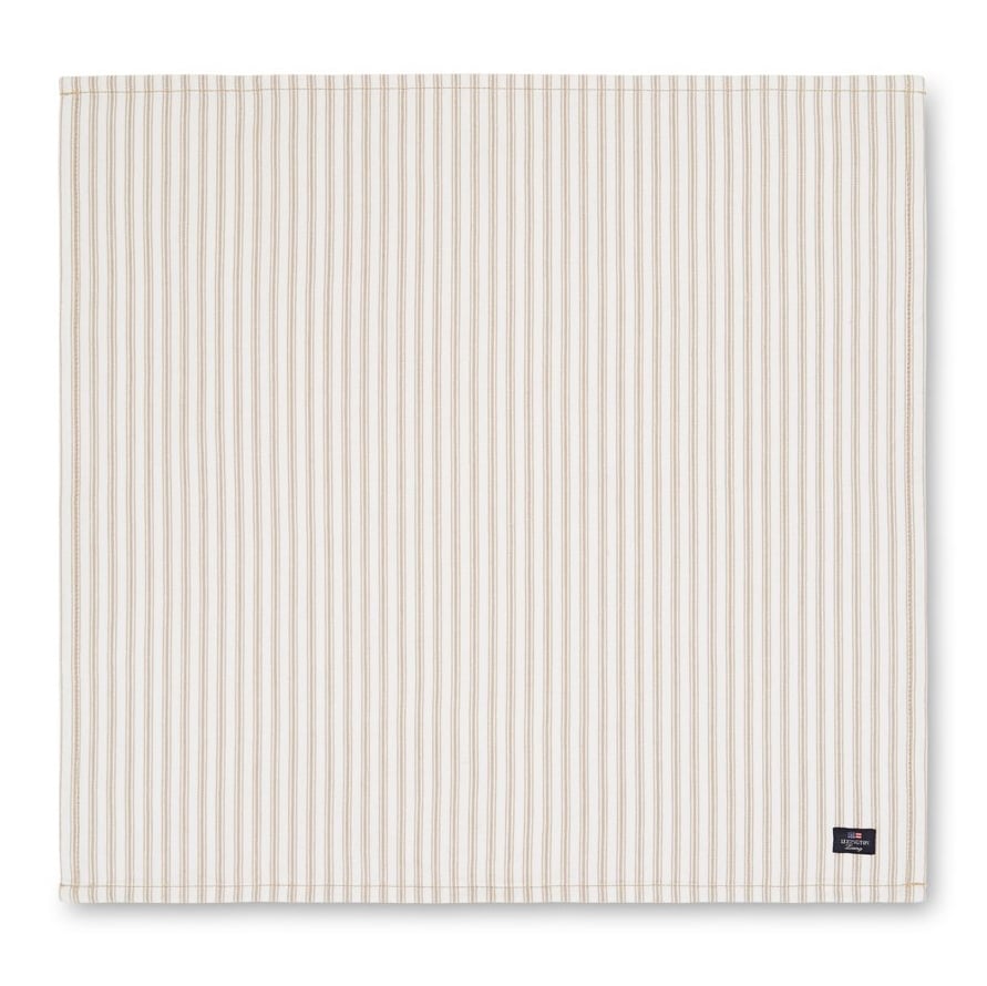 Lexington Icons Herringbone Striped -lautasliina 50 x 50 cm Beige-white