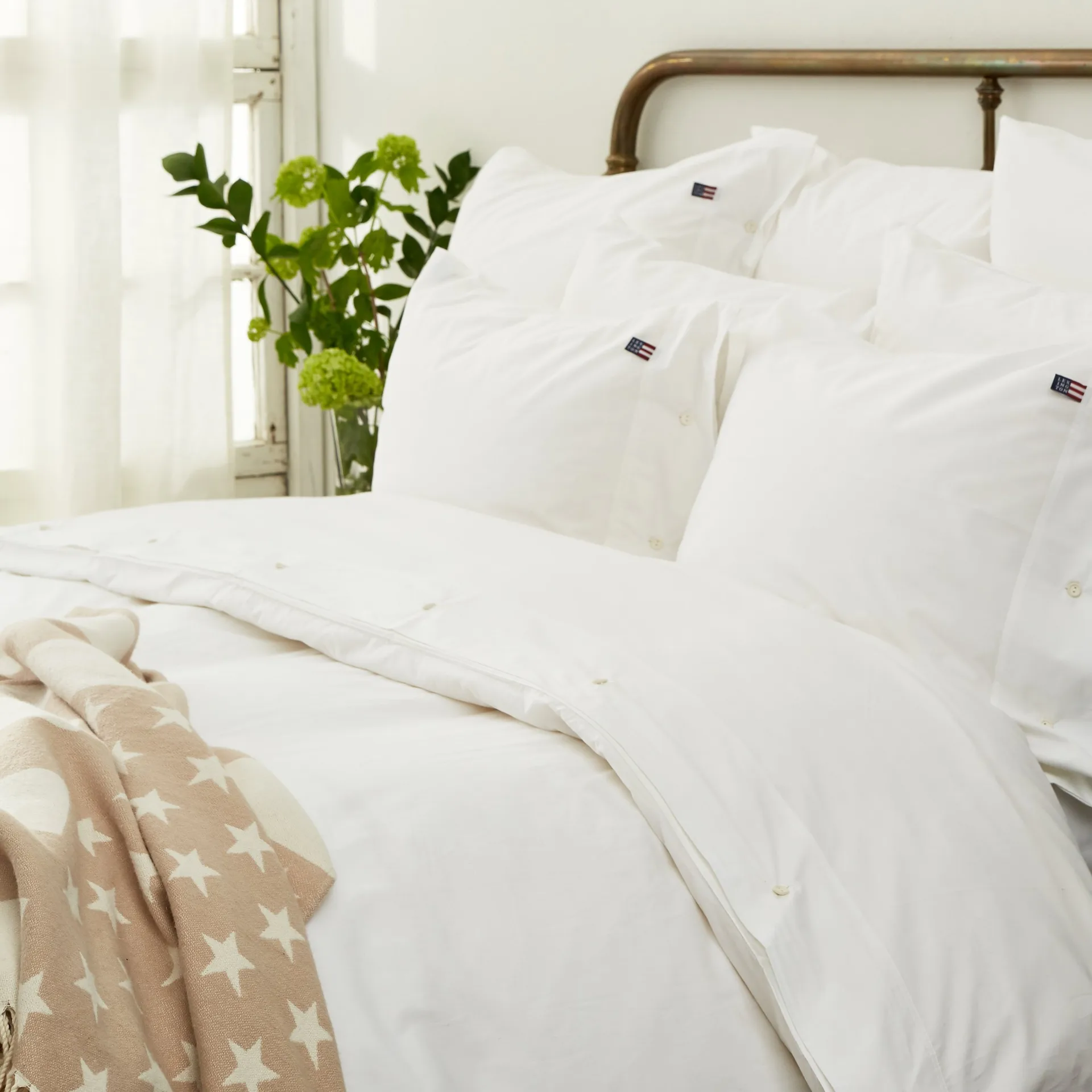 Icons Poplin -pussilakana 220x220 cm, White Lexington