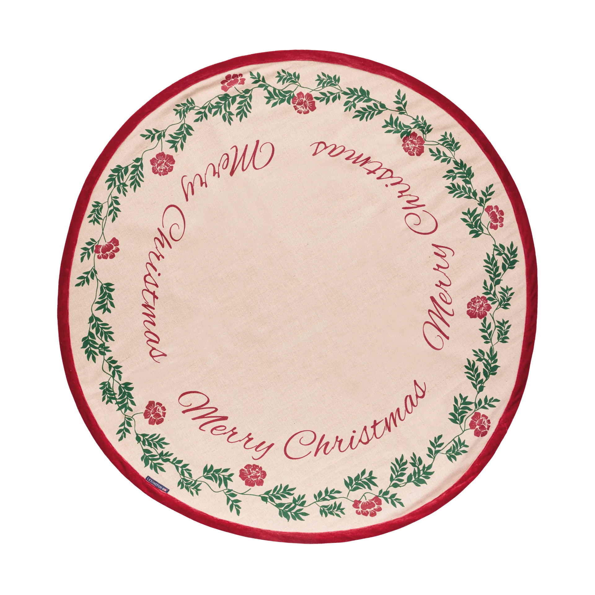 Jute Cotton Joulukuusen matto Ø110 cm, Luonto-vihreä Lexington