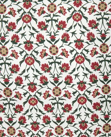 Kukkakuvioitu puuvillasatiini tyynyliinat 50x60 cm - White-red-green-beige - Lexington