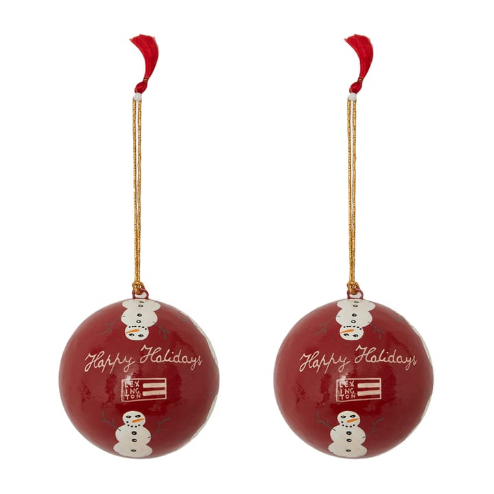 Lexington Papier Maché joulukuusenpallo 2 kpl - Red-white - Lexington