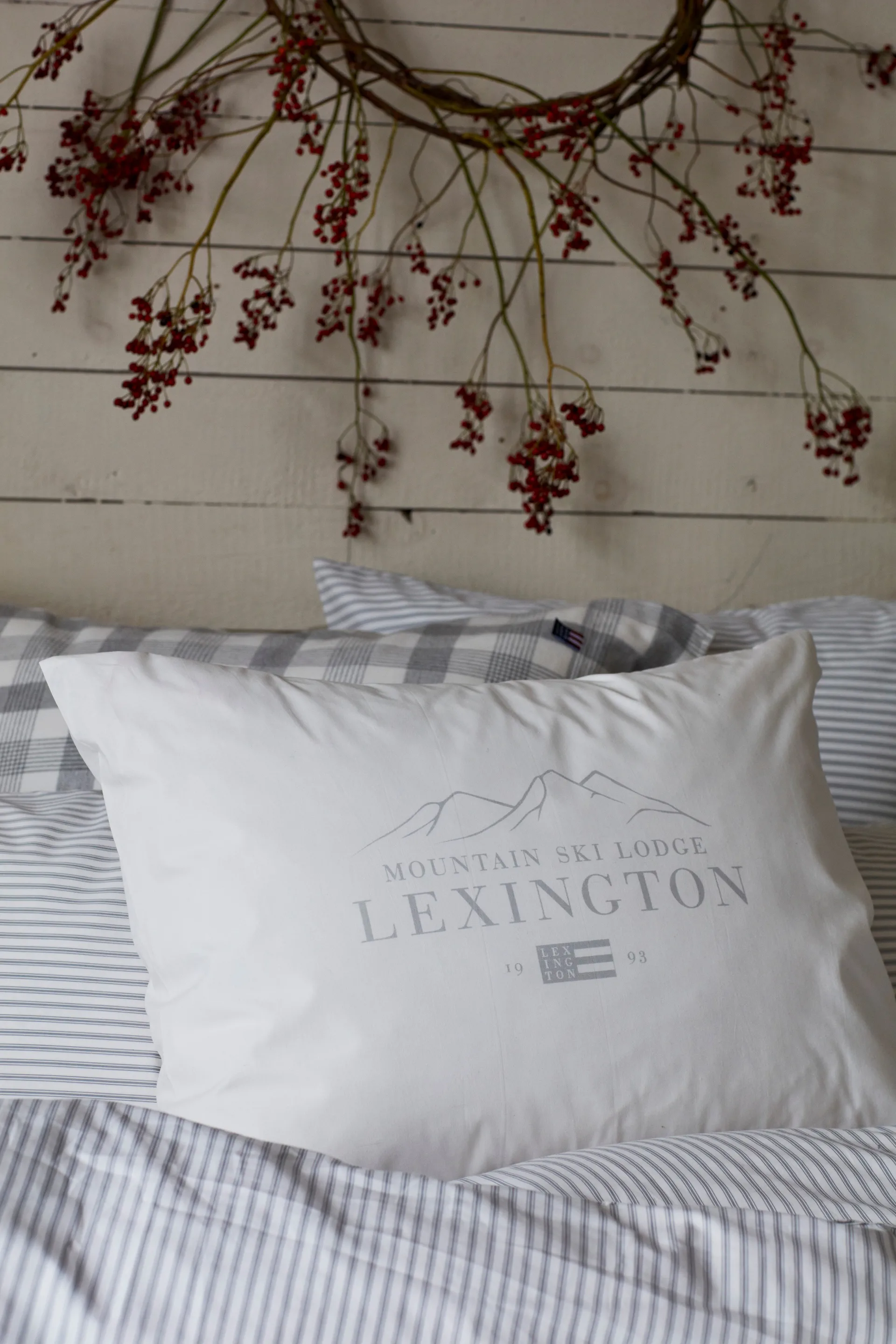 Lexington Printed Cotton Poplin -tyynyliina 50 x 60 cm, White-light gray Lexington