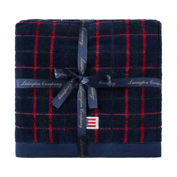 Lexington ruudullinen pyyhe 2-pack - Navy-vihreä, 50x70 cm - Lexington