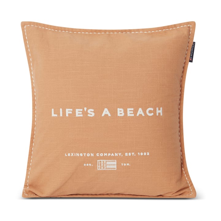Life's A Beach Embroidered -tyynynpäällinen 50 x 50 cm - Beige-valkoinen - Lexington