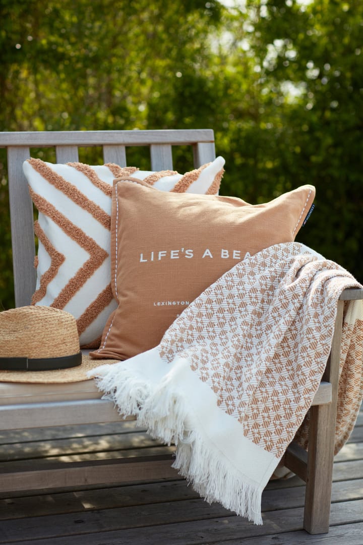 Life's A Beach Embroidered -tyynynpäällinen 50 x 50 cm, Beige-valkoinen Lexington