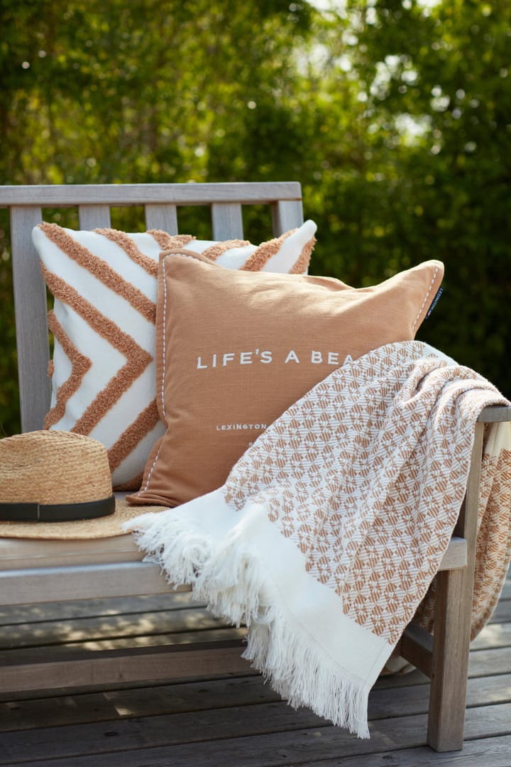 Life's A Beach Embroidered -tyynynpäällinen 50 x 50 cm - Beige-valkoinen - Lexington