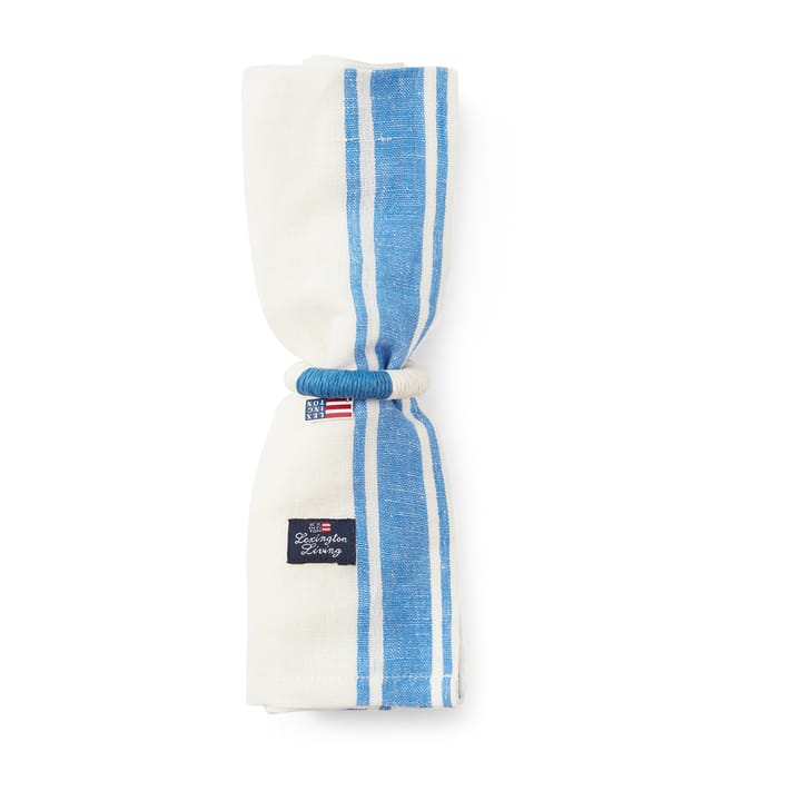 Linen Cotton Side Stripes -kangasservetti 50 x 50 cm - Sininen-valkoinen - Lexington