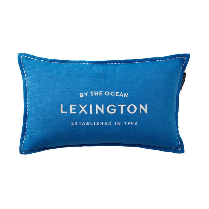 Logo Embroidered Linen/Cotton tyyny 30x50 cm - Blue - Lexington