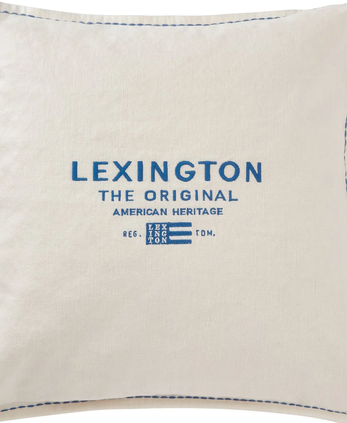Logo Embroidered Linen/Cotton tyynynpäällinen 50x50 cm, White Lexington