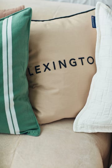 Logo Organic Cotton Twill -tyynynpäällinen 50x50 cm - Beige-dark blue - Lexington