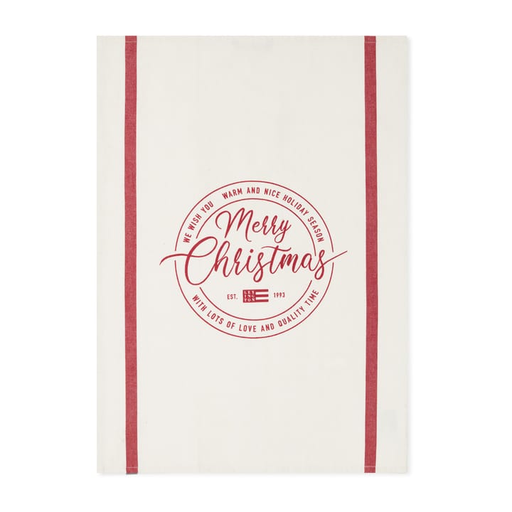 Merry Christmas Cotton Twill keittiöpyyhe 50x70 cm - off white-red - Lexington