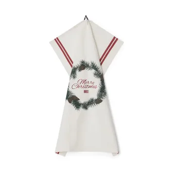Merry Christmas Organic Cotton -keittiöpyyhe 50 x 70 cm - White-red-green - Lexington