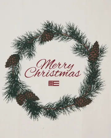 Merry Christmas Organic Cotton -keittiöpyyhe 50 x 70 cm - White-red-green - Lexington