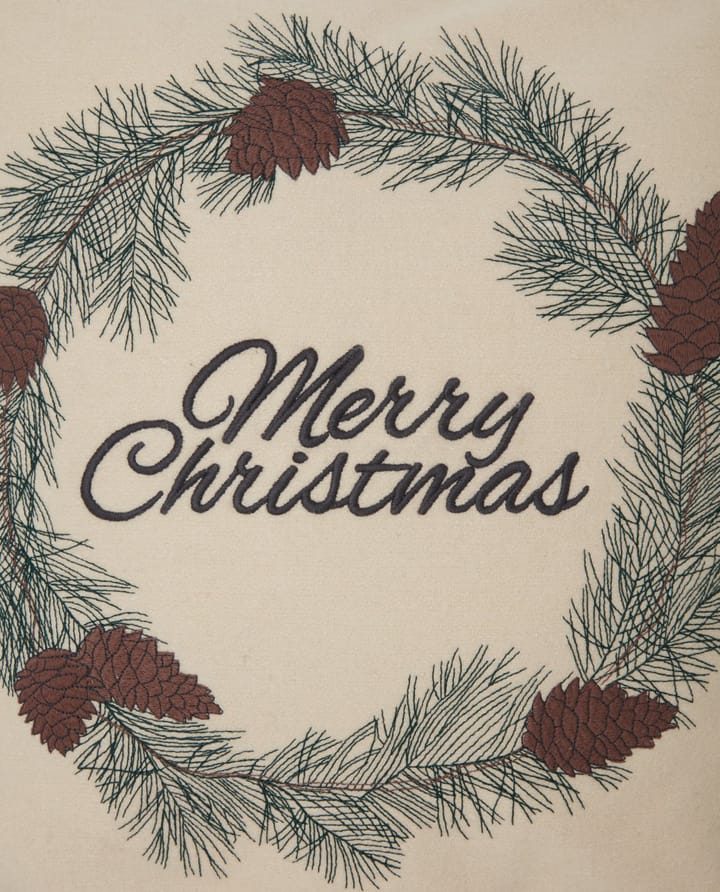 Merry Christmas Wool Mix -tyynynpäällinen 50 x 50 cm - White-green-beige - Lexington