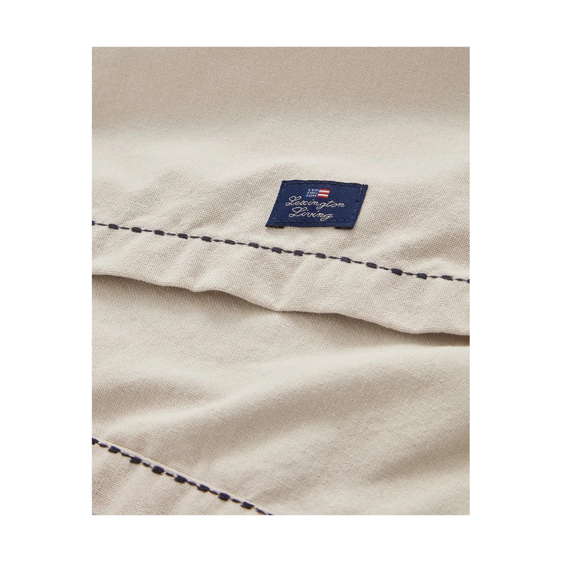 Organic Cotton Oxford -kaitaliina stitches 50 x 250 cm, Beige Lexington