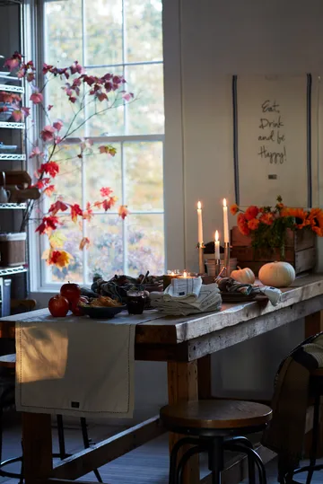 Organic Cotton Oxford -kaitaliina stitches 50 x 250 cm - Beige - Lexington