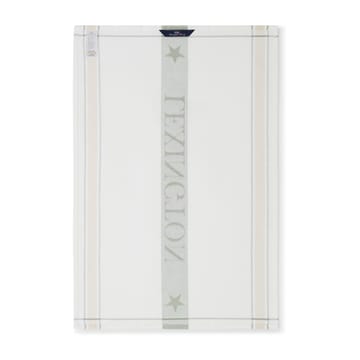 Organic Cotton Waffle Logo -keittiöpyyhe 50x70 cm - White-green-beige - Lexington
