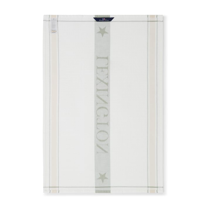 Organic Cotton Waffle Logo -keittiöpyyhe 50x70 cm - White-green-beige - Lexington