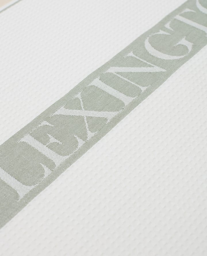Organic Cotton Waffle Logo -keittiöpyyhe 50x70 cm - White-green-beige - Lexington