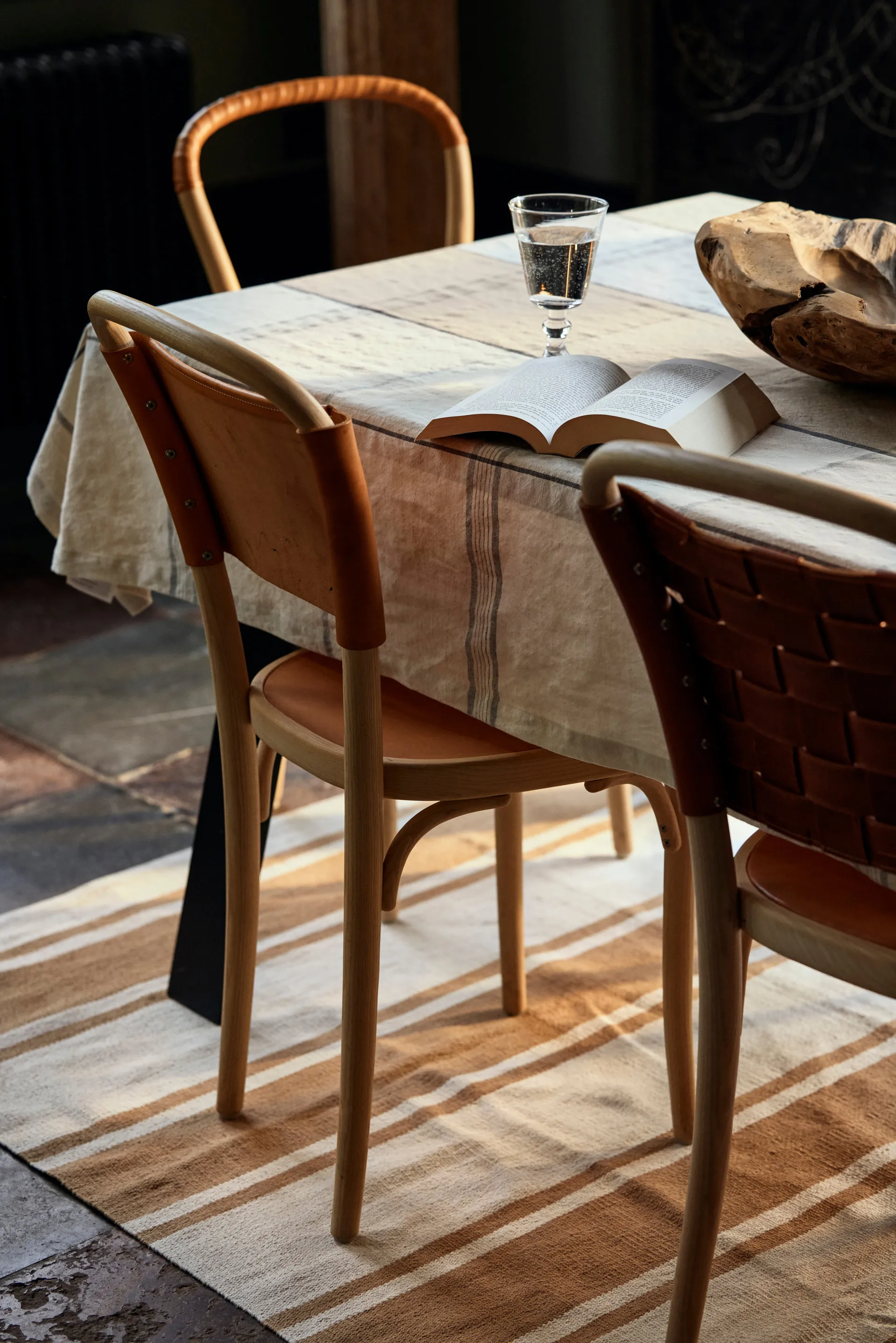 Organic Striped Cotton matto 170x240 cm, Beige-white Lexington