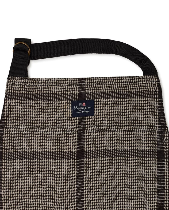 Pepita Check Cotton Linen esiliina, Dark gray-beige Lexington